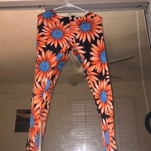 Orange floral leggings